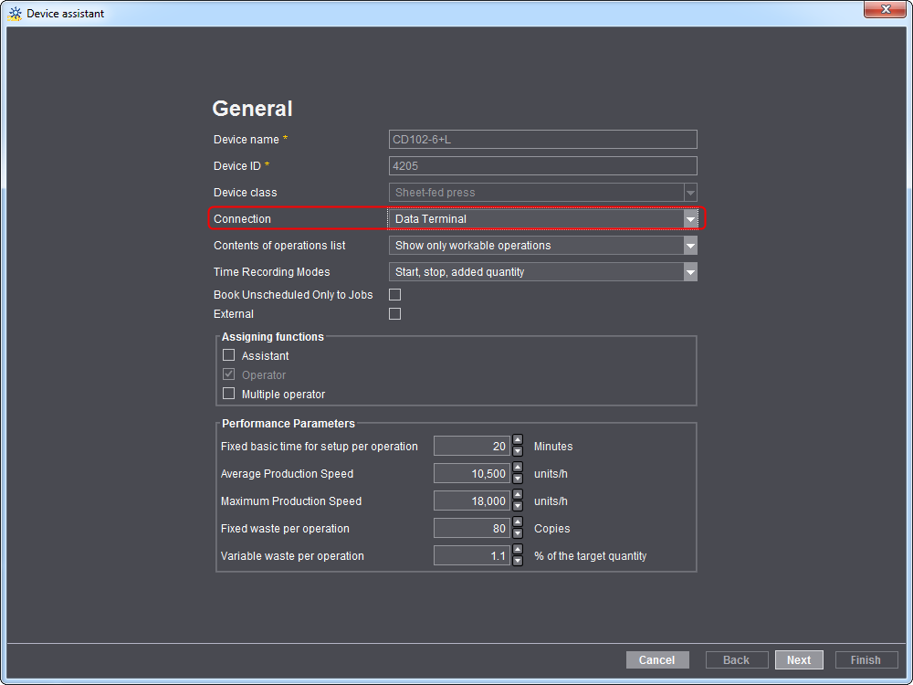 Importar dispositivos, unidades de gastos y procesos de trabajo ...